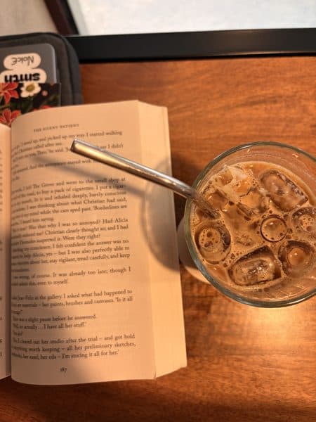 A book and coffee
